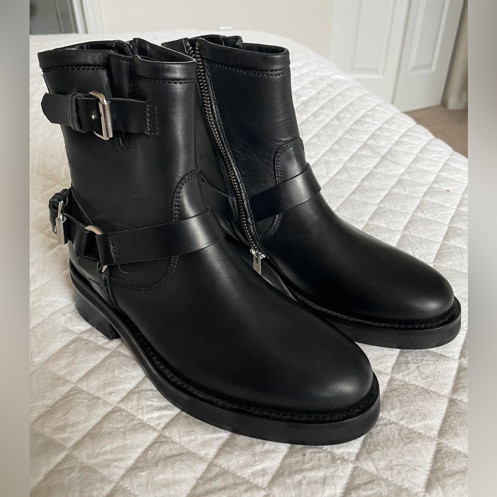 All Saints Moto Leather Lack Boots Size 37